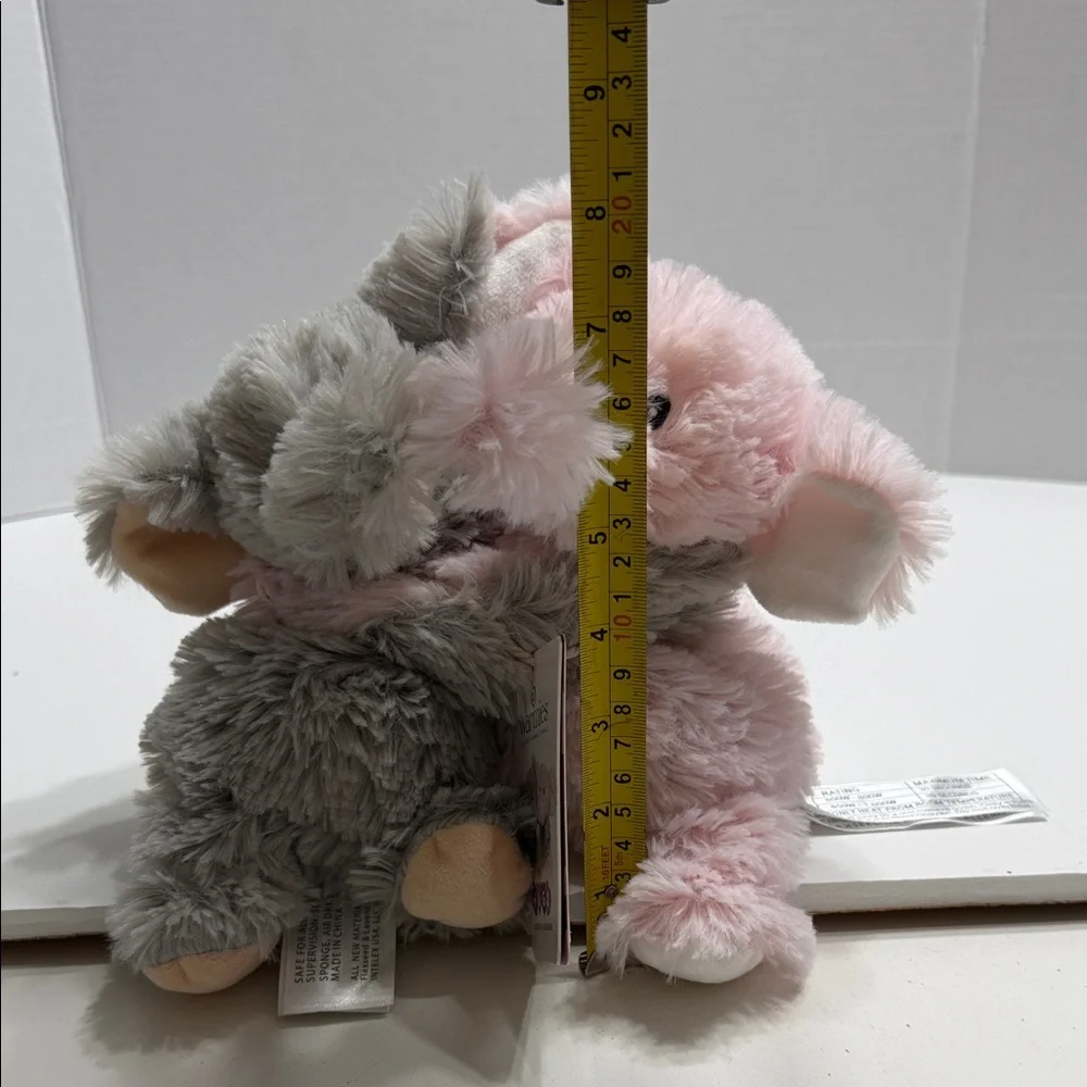 Warmies Hugs Plush Small Pet Toy - Pink and Gray Cuddly Elephant Pair